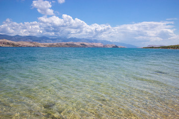 view of Svetioy duh beach on Pag island, Croatia