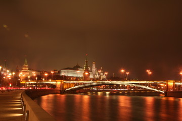 Fototapeta na wymiar View of the Moscow Kremlin at night / Moscow city center