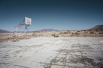 Basketbal field in a Bolivia Small Village