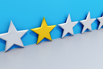 VIP Star gold. Symbol for quality or a favorite. 3d rendering