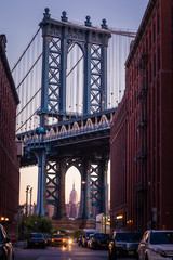 View of Manhattan Bridge from Washington Street (Dumbo), New York City, USA
