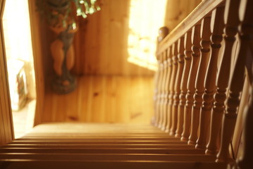 wooden pine stairs