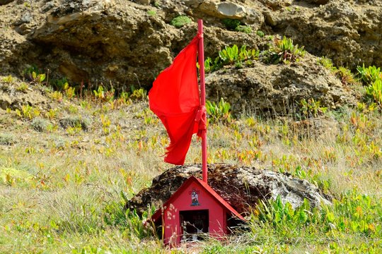 Small shrine of Difunta Correa, Argentine patron saint of travelers, Tierra del Fuego province, Tierra del Fuego, Argentina, South America