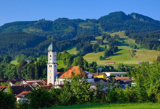 Nesselwang with Alpspitz, Alpspitze, Ostallgau, Allgau, Swabia, Bavaria, Germany, Europe