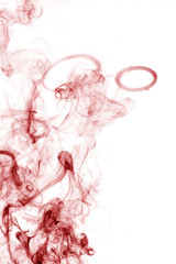 Red smoke movement on a white background.
