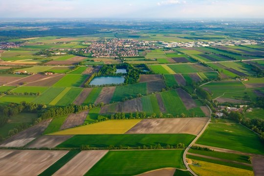 Muhlsee lakes, Neufahrn bei Freising, aerial view, Upper Bavaria, Bavaria, Germany, Europe