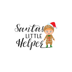 Fototapeta na wymiar Santas little Helper hand lettering. vector illustration