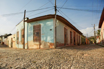 Fototapeta na wymiar Colorful traditional houses in the colonial town of Trinidad in Cuba