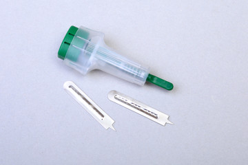 scarifier for take blood probe. Selective focus.