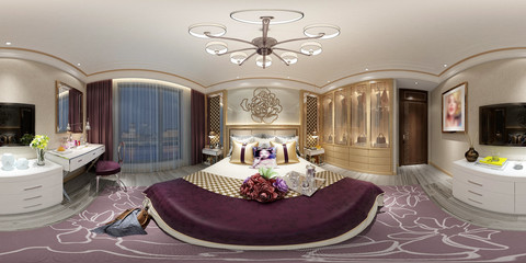 3d render of 360 degrees living room