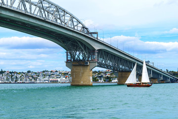 View to the Harbour Bridge from Northcote Point Auckland, New Zealand; It's an Iconic Landmark in Auckland