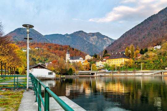 Ebensee, a market town in the Traunviertel region of the Austrian state of Upper Austria, located within the Salzkammergut Mountains at Traunsee lake