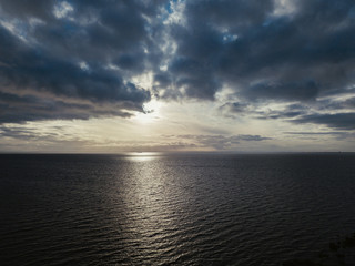  Aerial view of the sunset at sea