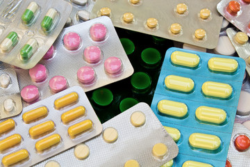 Packings of pills and capsules of medicines.