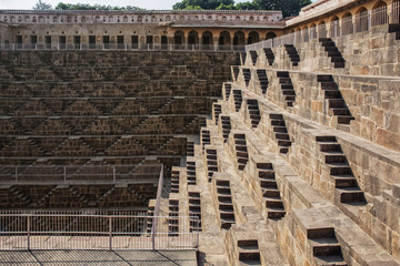 Beautiful geometric giant well of world heritage level, located in India's arid village