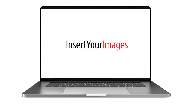 Laptop a rectangular screen for easy inserting images, isolated on white. Template, mockup.