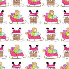 Merry Christmas and Happy New Year. Seamless backgrounds with traditional holiday symbols. Best choice for cards, invitations, printing, party packs, party invitations, digital scrapbooking.