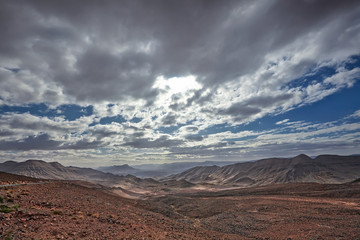Fototapeta na wymiar Landscape with road and mountains in the Zagora region, Morocco