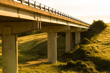 Wonderful sunset over a bridge in the Tuscany