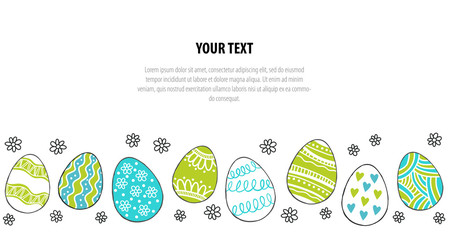 Happy Easter. Cute postcard with eggs. Hand Drawn vector illustration. 