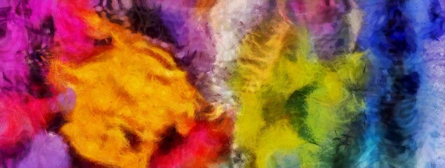 Detailed close-up grunge multi color abstract background. Dry brush strokes hand drawn oil painting on canvas texture. Creative simple pattern for graphic work, web design or wallpaper. 