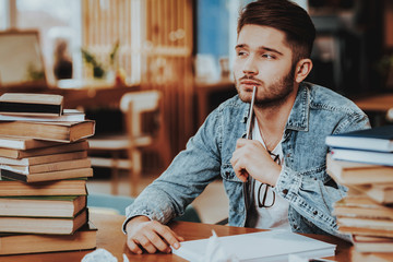 Concept of Young Text Writer Working Indoors