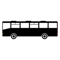 Black passenger bus. Isolated silhouette on white background. Vector image.