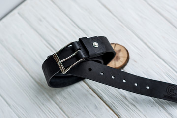black leather belt with buckle