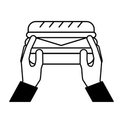 hands holding sandwich fast food