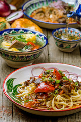 fried lagman on plate