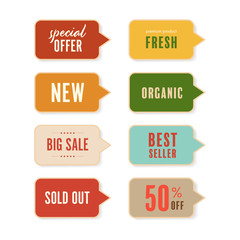 Sale and new tag label. Price banner sticker vector design.