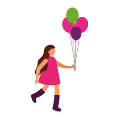 young girl holding bunch balloons