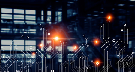 Micro technology background. Mixed media