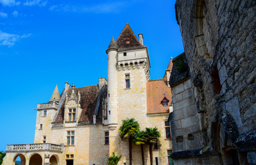 Fototapeta na wymiar Facade of the Chateau de Milandes in the Dordogne region of France