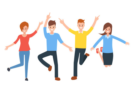group of happy people jumping. enjoy the life. freedom infographic.