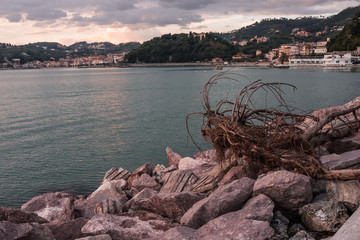 the quiet after the storm and bad weather in Lerici in Liguria, Italy on November 2018