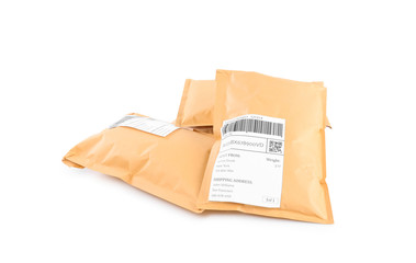 Padded envelopes on white background. Parcel delivery