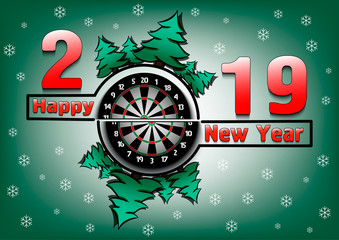 Happy new year 2019 and dartboard