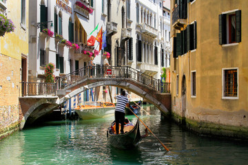 Sightseeing from the Gondola - Venice Canal and Bridge