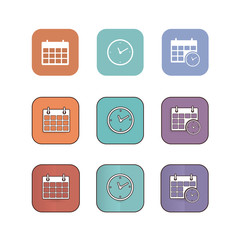 set of business tools icon and symbol of datetimes doodle design.