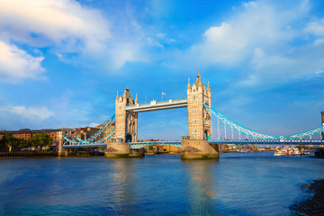 Fototapeta na wymiar Tower bridge crosses the River Thames in London, UK