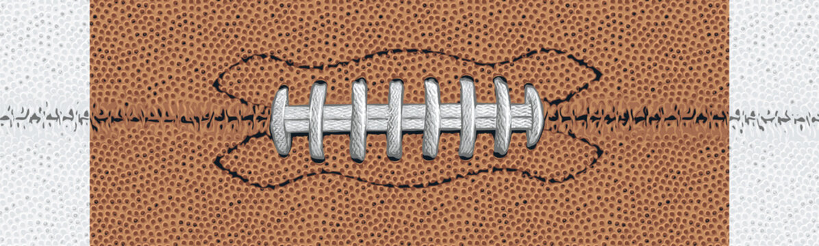 Football Detail with White Stripes and Laces