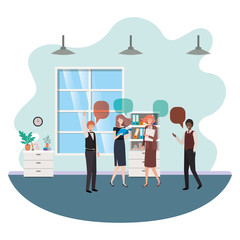 group of people business with speech bubble