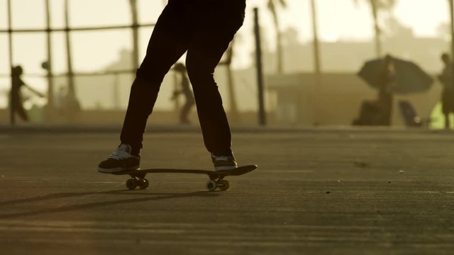 Skateboarder At Sunset 4K
