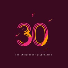 30 Year Retro Anniversary Celebration Vector Template Design Illustration