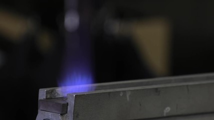 Steel gas burner. 4K, UHD, 50p, Cinematic,Closeup, 