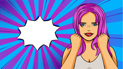 European woman paint hands of national flag Republic of the Congo in pop art style illustration. Element of sport fan illustration for mobile and web apps