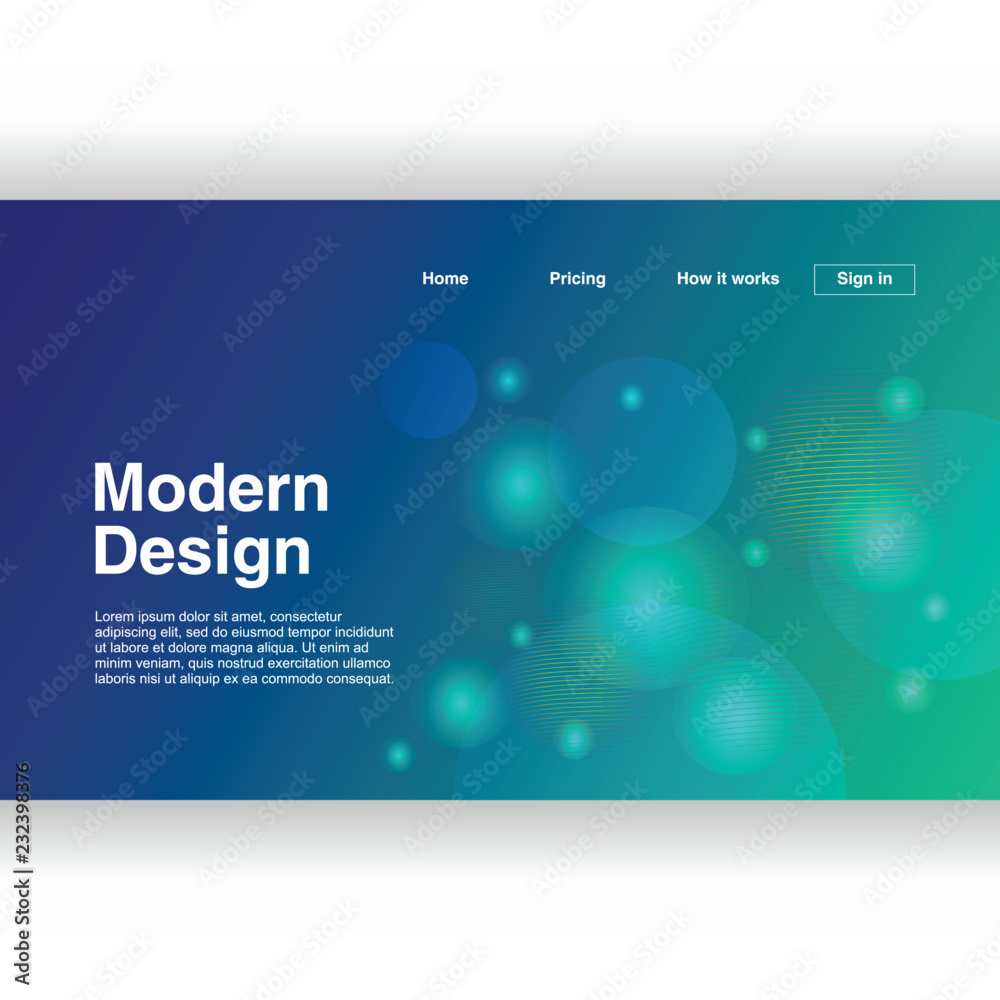 Wall mural abstract background landing page with modern design minimalist gradient colors. vector illustration 
