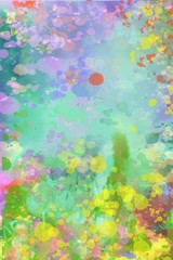 Obraz premium painterly colorful abstract on paper, paint, ink splash and watercolors hand painted unique background design