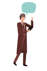 business man with tablet and speech bubble